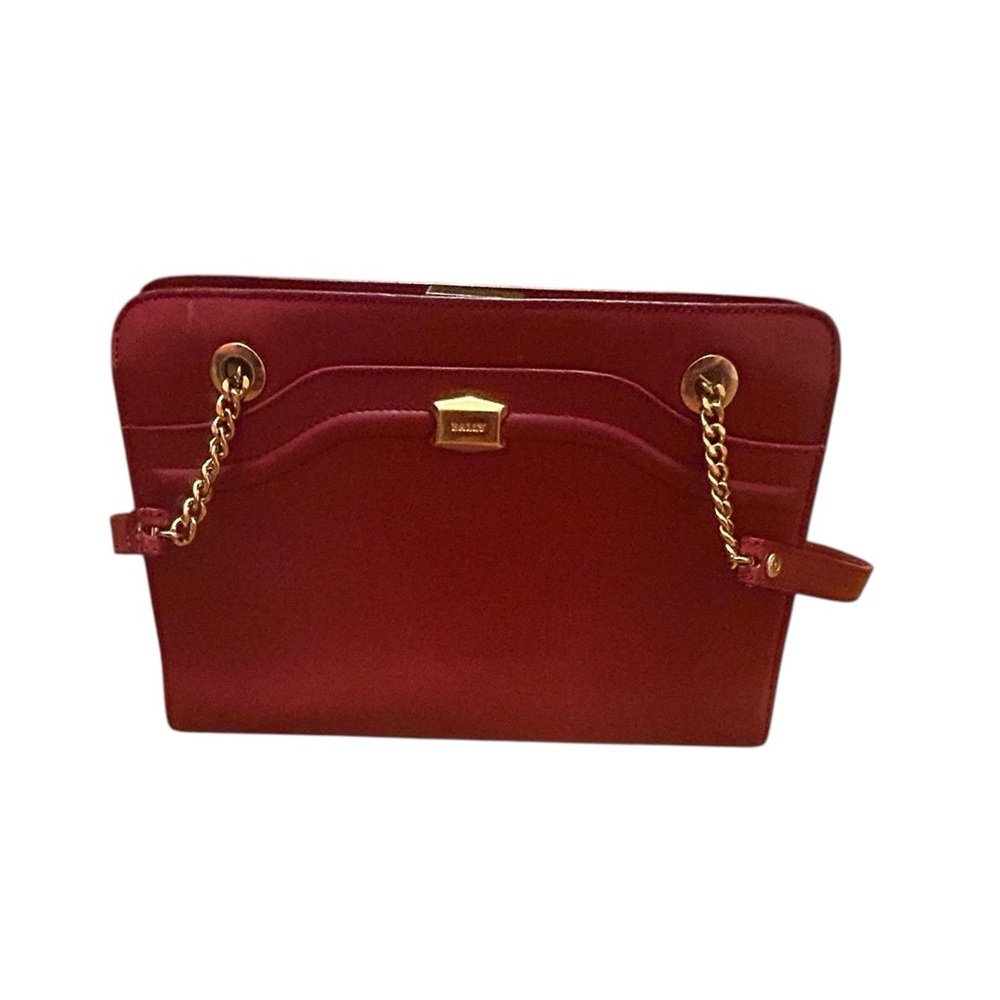 Bally Red and Gold Shoulder Bag with Luxurious Design